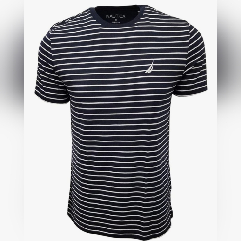 Nautica Blue and White Stripe Short Sleeve Tee New